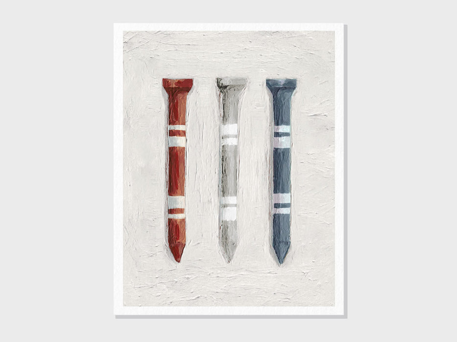 Acrylic Golf Tees Painting | USA Red White & Blue | Golf Art Wall Decor for Office, Kids Nursery, Living Room, or Man Cave | Unframed Print