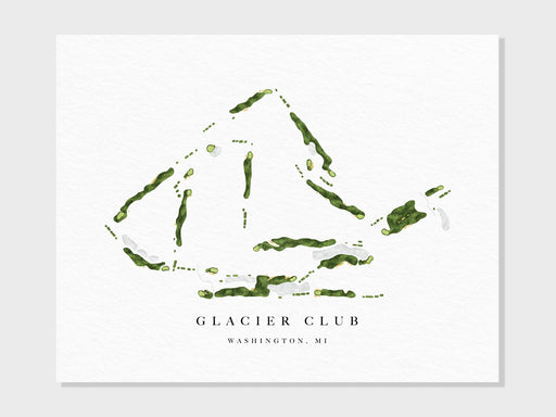 Glacier Club | Washington, MI | Golf Course Map, Personalized Golf Art Gifts for Men Wall Decor, Custom Watercolor Print