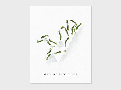 Mid Ocean Club | St. George's, Bermuda | Golf Course Map, Personalized Golf Art Gifts for Men Wall Decor, Custom Watercolor Print