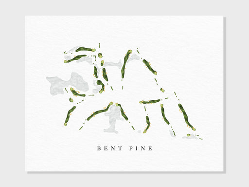 Bent Pine Golf Club | Vero Beach, FL | Golf Course Map, Personalized Golf Art Gifts for Men Wall Decor, Custom Watercolor Print
