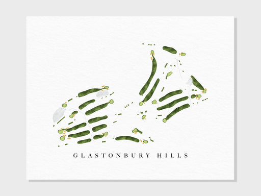 Glastonbury Hills Country Club | Glastonbury, CT | Golf Course Map, Personalized Golf Art Gifts for Men Wall Decor, Custom Watercolor Print