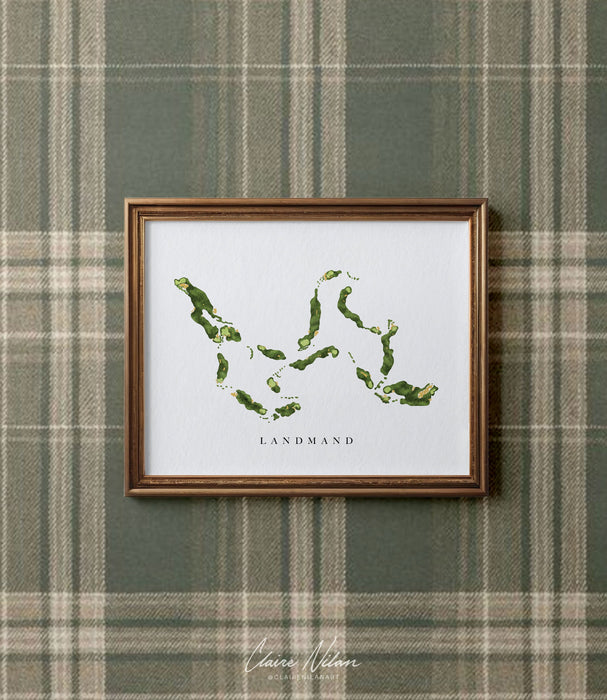 Landmand Golf Club | Homer, NE | Golf Course Map, Personalized Golf Art Gifts for Men Wall Decor, Custom Watercolor Print