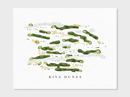 Kiva Dunes | Gulf Shores, AL | Golf Course Map, Personalized Golf Art Gifts for Men Wall Decor, Custom Watercolor Print