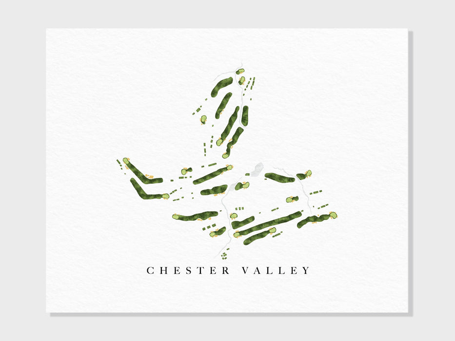 Chester Valley Golf Club | Malvern, PA | Golf Course Map, Personalized Golf Art Gifts for Men Wall Decor, Custom Watercolor Print