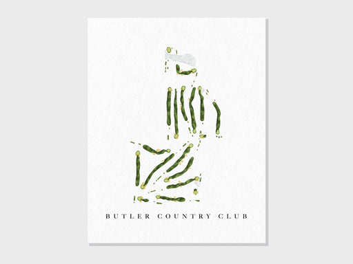 Butler Country Club | Butler, PA | Golf Course Map, Personalized Golf Art Gifts for Men Wall Decor, Custom Watercolor Print